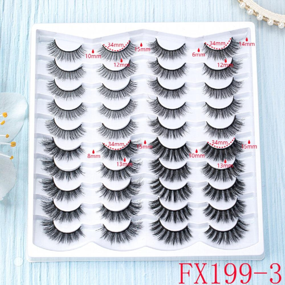 20 pairs Natural Thick and Curled 6D False Eyelashes Multipack for Long Lasting and Gorgeous Eye Makeup