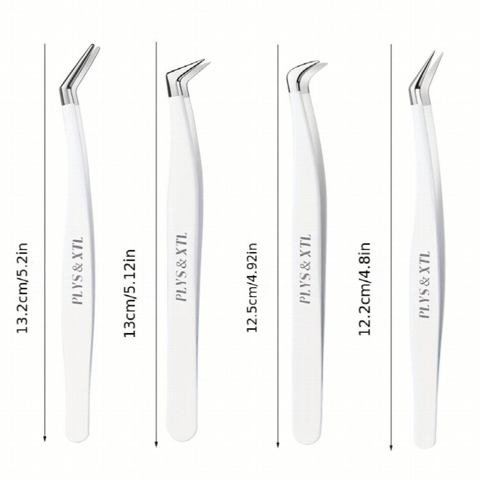 Multicoloured 4Pcs Lash Tweezers Eyelash Extension Tweezers Curved Tip Tweezers Individual Volume Eyelash Tweezers Isolation Tweezers False Lash Application Tools