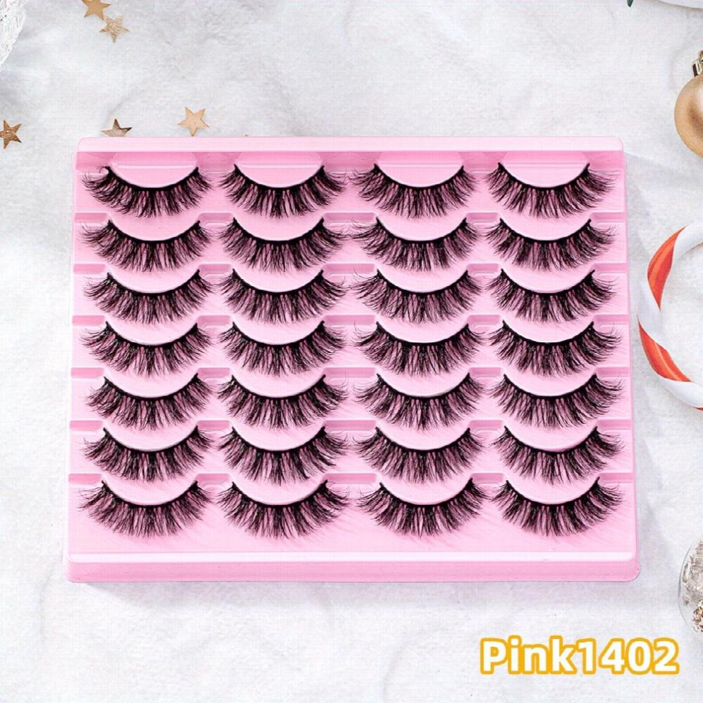 Multicoloured 14 Pairs Of Natural 3D Faux Mink False Eyelashes Get Dramatic Cat Eye Look Instantly
