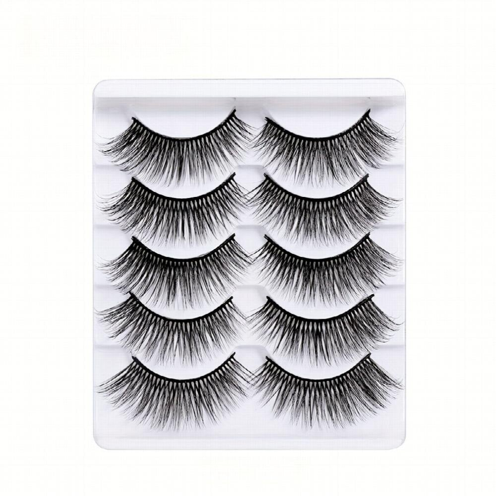 5 Pairs Fluffy False Eyelashes Natural Faux Mink Strip 3D Slender Lashes Extension