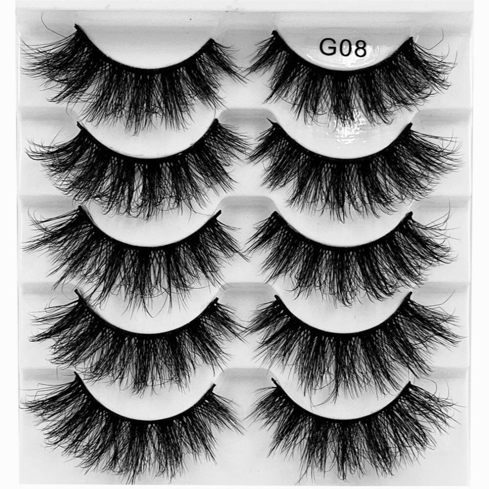 Multicoloured 5 Pairs 3D Faux Mink Lashes Fluffy Soft Wispy Natural Long False Eyelashes Curly Lashes