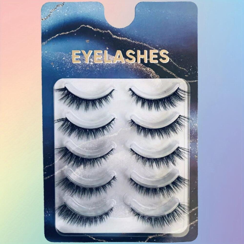 5 Pairs False Eyelashes Natural Thick Lashes Fluffy Dramatic Volume Lashes