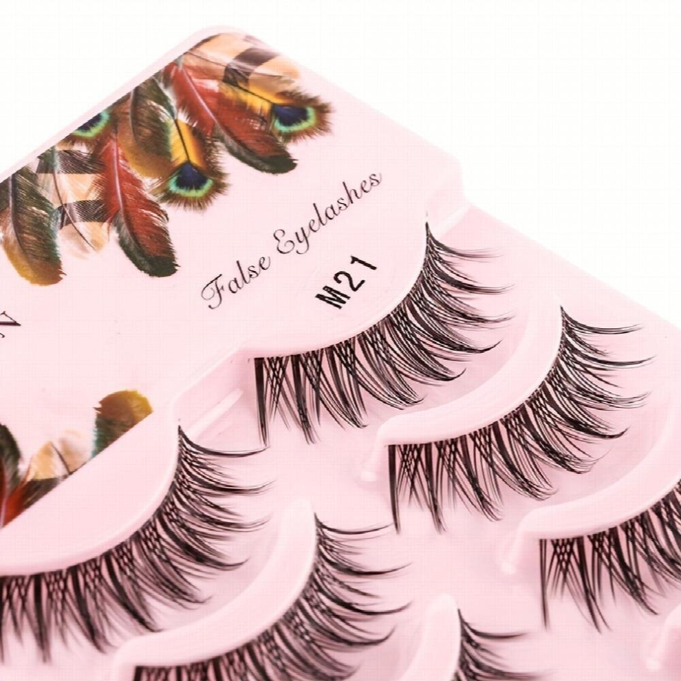 5 Pairs False Eyelashes Natural Daily Makeup C Curling Slender Wispy False Eyelashes