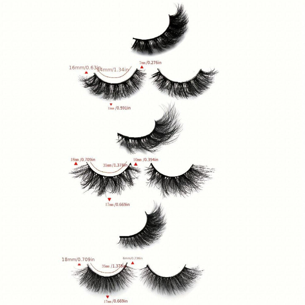 7 Pairs Complete Eyelashes Thick Curling 15mm Fluffy Wispy False Eyelashes Daily Cat Eye End Lengthening