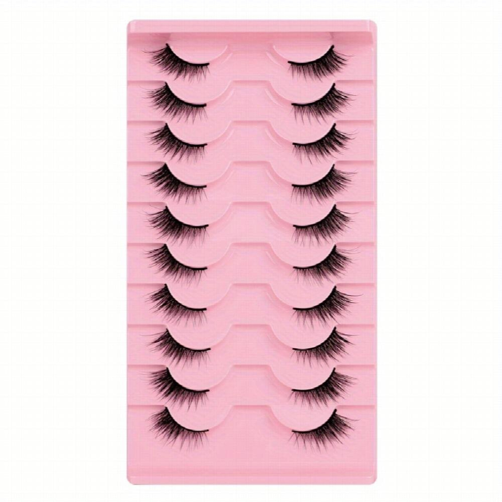 10 Pairs Half Lashes Fox Eye Lashes Sweet & Style Manga Lashes Winged End Eye Elongated Eyelashes Add Natural Volume
