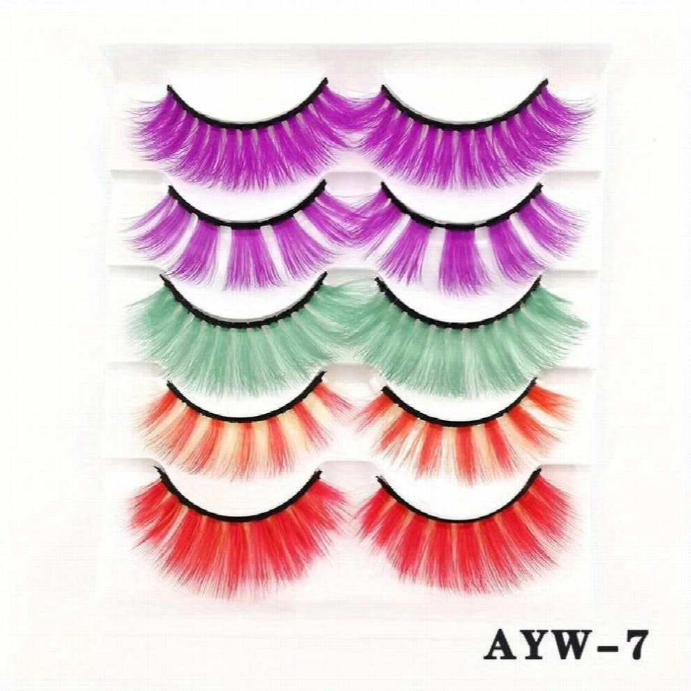 5 pairs Fluffy Wispy Curly False Eyelashes for Festivals Stage Cosplay and Makeup Dramatic Look with Extensions