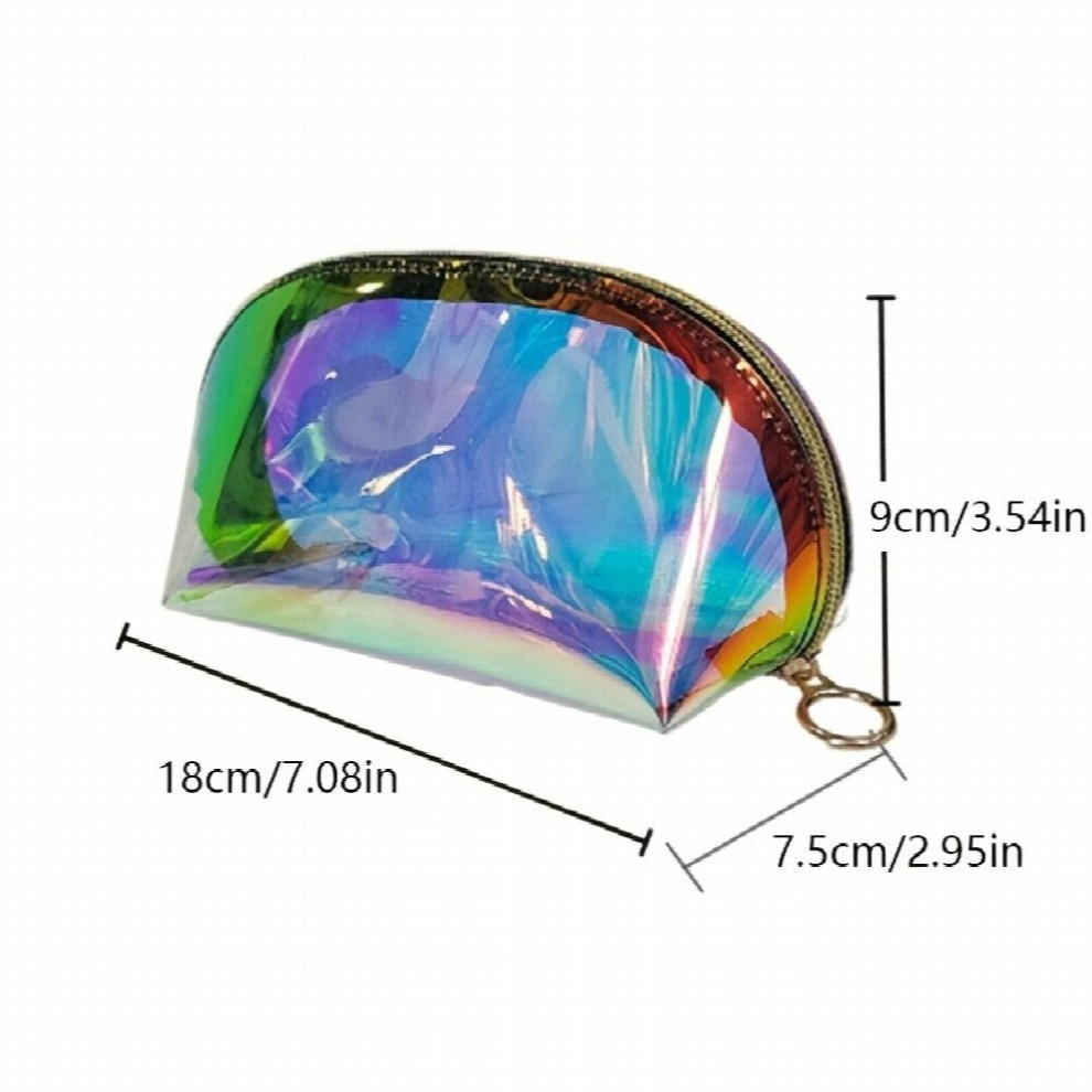 Holographic Make Up Bag PVC Waterproof Toiletry Bag Clear Roomy Zipper Makeup Pouch For Daily And Travel Use