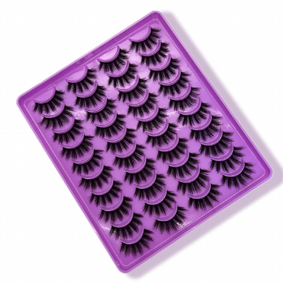 20 Pairs False Eyelashes Natural Faux Mink Curlers Fluffy Makeup Long Extension Wispy Thick Lashes