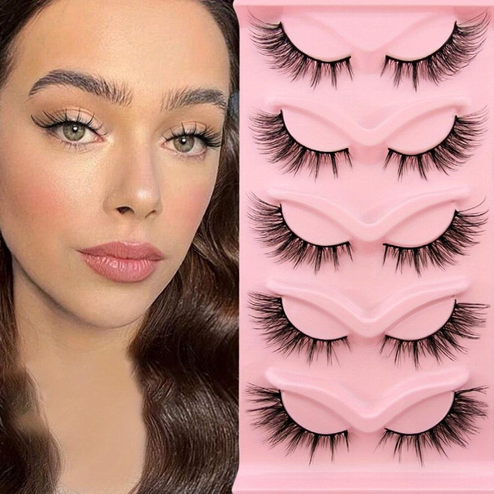 5 Pairs Cat Eye Lashes Little Devil Style Eye EndLengthening Natural Fluffy Faux Mink False Eyelashes