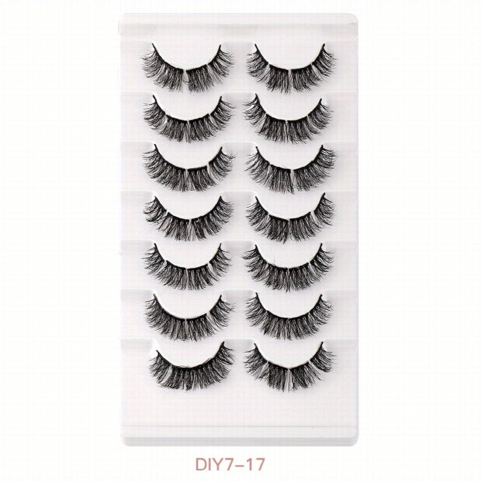 7 Pairs False Eyelashes Segmented Faux Mink Lashes Layer Thick Lashes Natural Crossed Lashes
