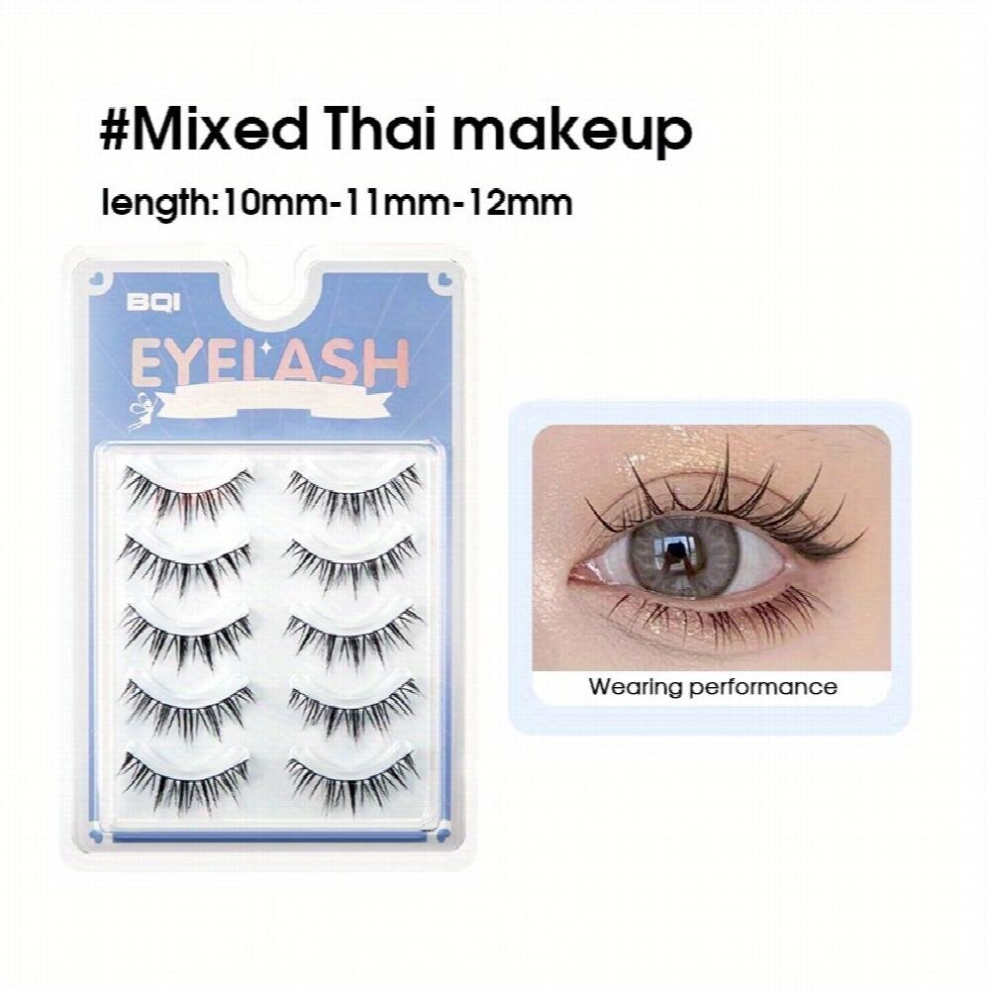 10pcs Natural Simulation False Eyelashes Thin and Thick Fairy Hair for Thai Makeup Style 10pcs