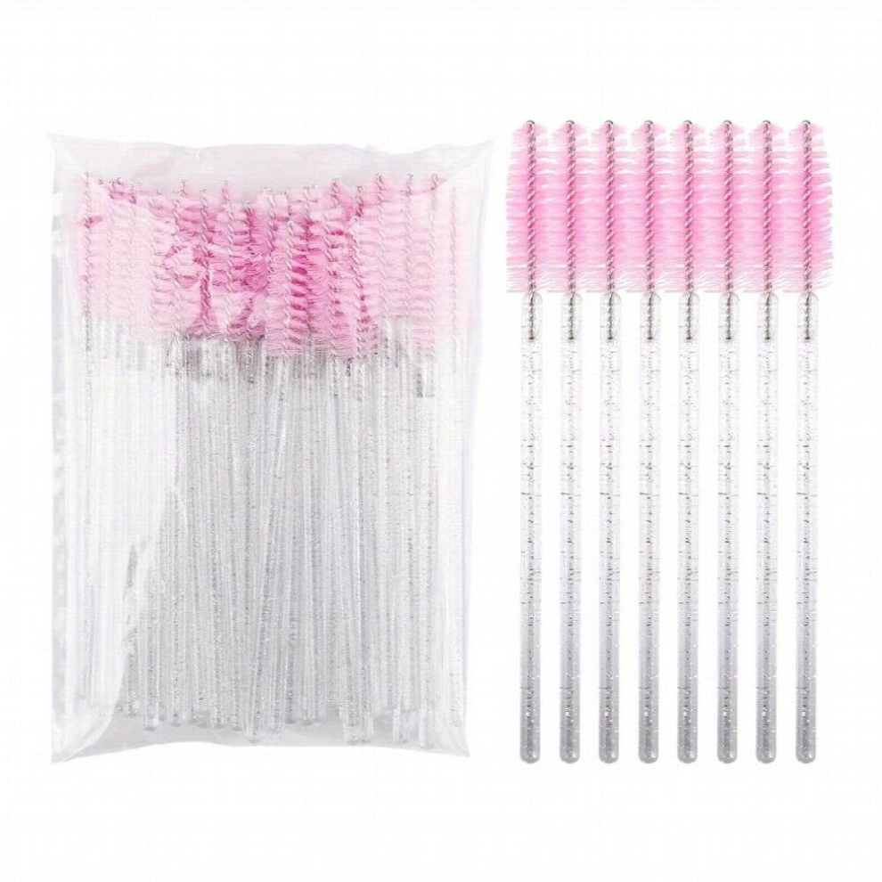 Pink 50Pcs Eyelash Brush Mascara Wands Makeup Brushes Applicators Kits For Eyelash Extensions And Eyebrow Brush