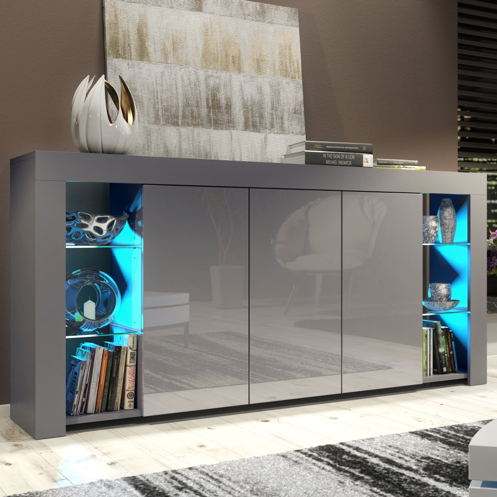 Sideboard 164cm LED Creative Furniture - Dark Grey Gloss Doors