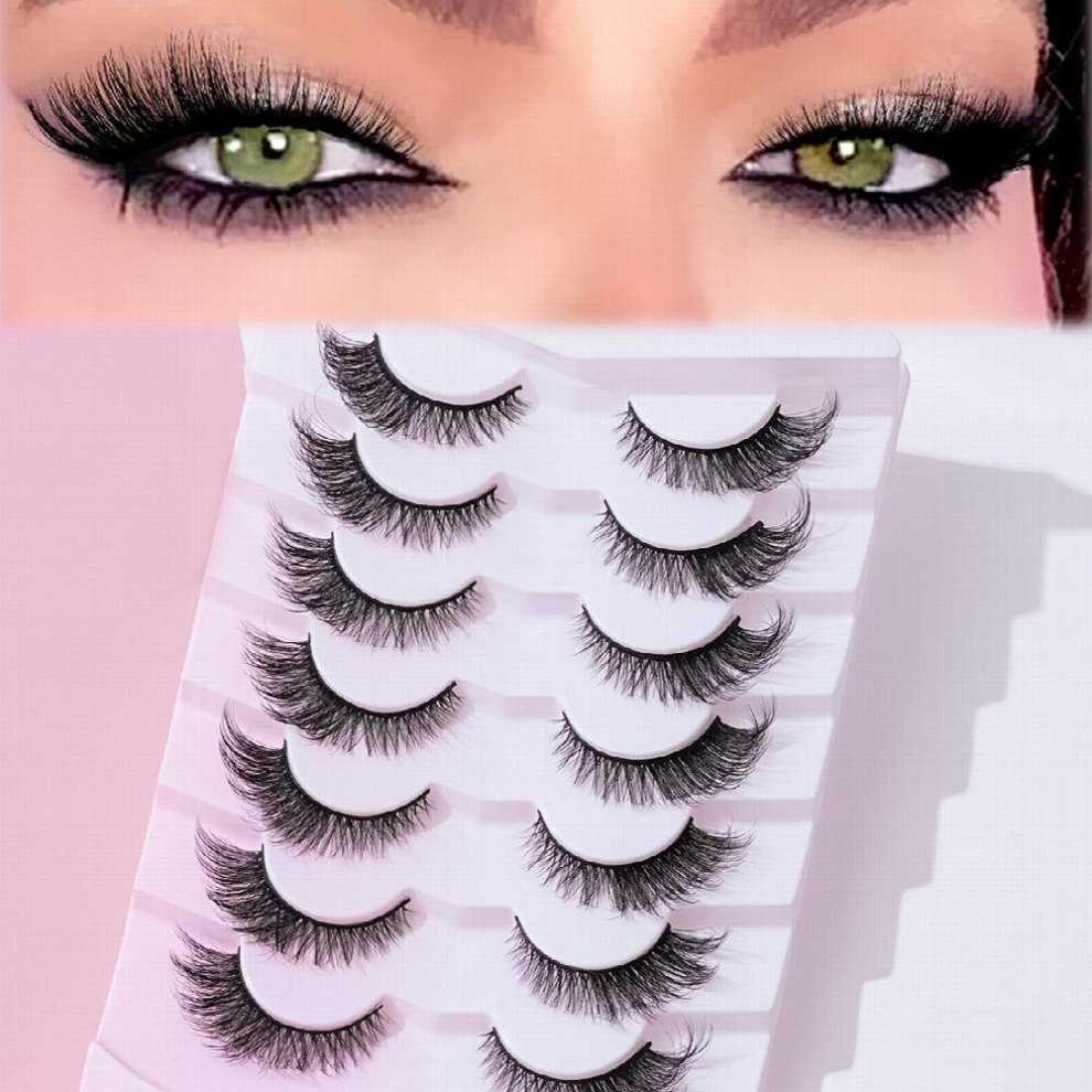 7 Pairs Cat Eye Lashes 3D Winged End Eye Elongated Eyelashes Fox Eye Lashes Makeup False Eyelashes Extension For Girls And Women