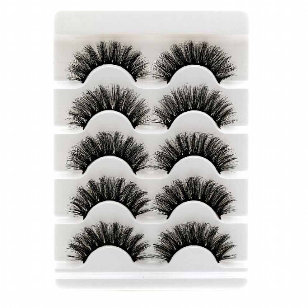 Multicoloured 5 Pairs False Eyelashes Fluffy Faux Mink Lashes 8D Wispy Lashes Dramatic Long Thick Volume Eyelashes