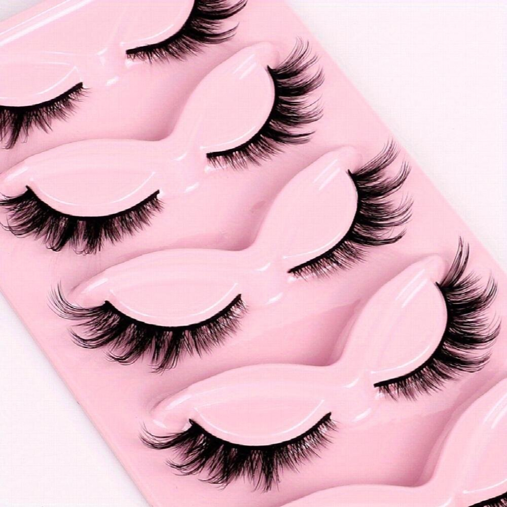 5 Pairs 3D Winged End Eye Elongated Eyelashes Cat Eye Lashes Fox Eye False Eyelashes Manga Lashes