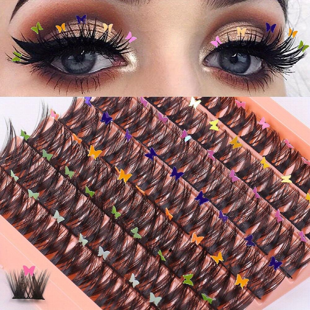 Multicoloured Large Capacity False Eyelashes Segmented Butterfly Applique Lashes Individual Cluster Lashes Extension Sequin Lashes