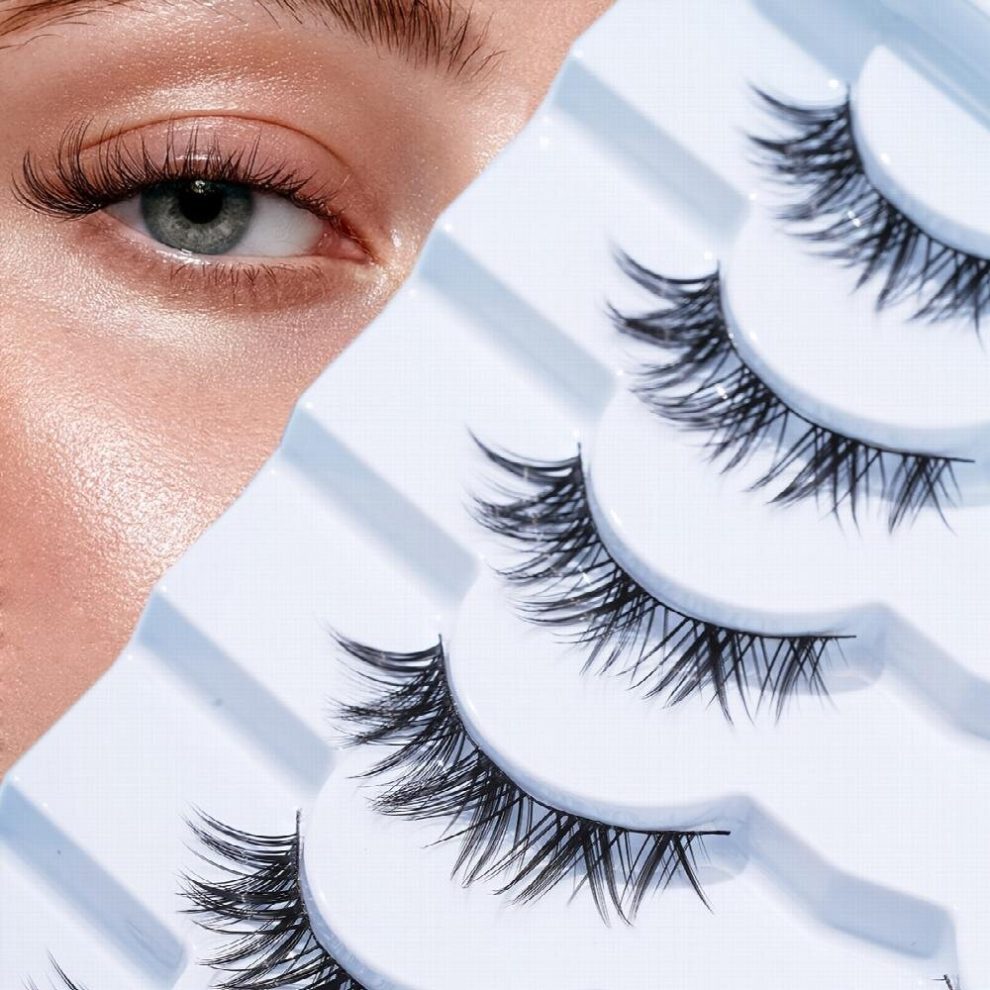 7 Pairs 13mm Wispy Cat Eye Lashes Crisscross Manga Lashes Japanese Style Cosplay Lashes Natural Look False Eyelashes