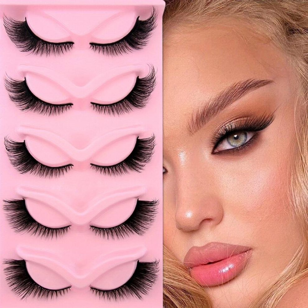 Multicoloured 5 Pairs Cat Eye Lashes Eye End Lengthening Slender Curling Fluffy Faux Mink False Eyelashes
