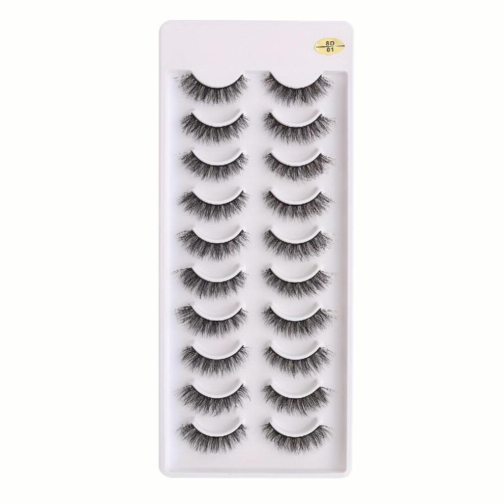 10 Pairs Fluffy False Eyelashes Dramatic 8D Faux Mink Eyelashes Natural Look False Eyelash Extension Perfect For Cat And Fox Eye Makeup Christmas Hall