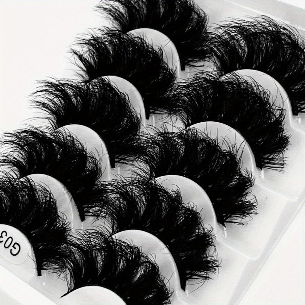 Multicoloured 5 Pairs Messy Crisscross Faux Mink Lashes Layer Thick Makeup False Eyelashes Extension For Stage Party Wear