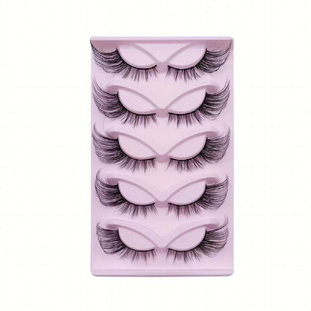 Multicoloured 5 Pairs False Eyelashes 6D Fluffy Wispy Faux Mink Eyelashes Cat Fox Eye Effect Dramatic Lashes Eyelash