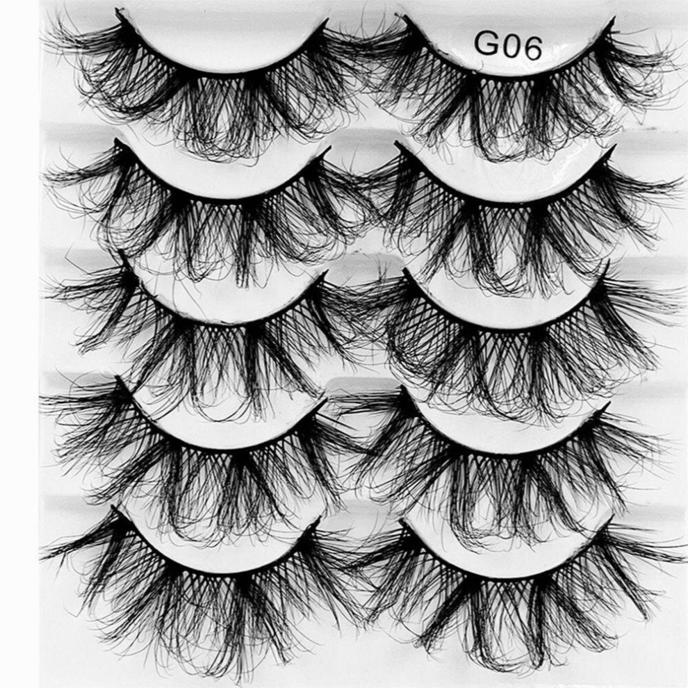 Multicoloured 5 Pairs 8D Faux Mink False Eyelashes Dramatic Volume Fuffy Lashes Wispy Thick Long Eye Lashes