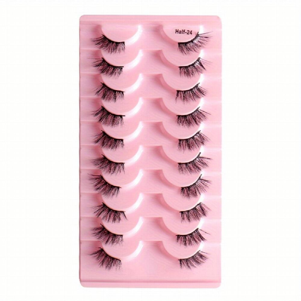 10 Pairs False Eyelashes High Faux Mink Hair Lashes Half Eye Lashes Grafted Curling Lashes