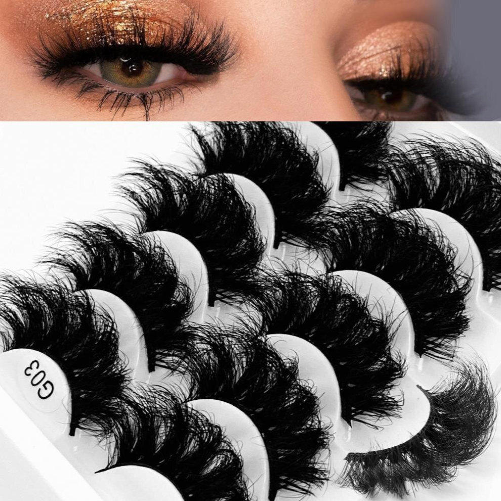 Multicoloured 5 Pairs 3D Fluffy False Eyelashes Dramatic Look Thick Makeup Lash Extension 8D Volume Thick Mink False Eyelash