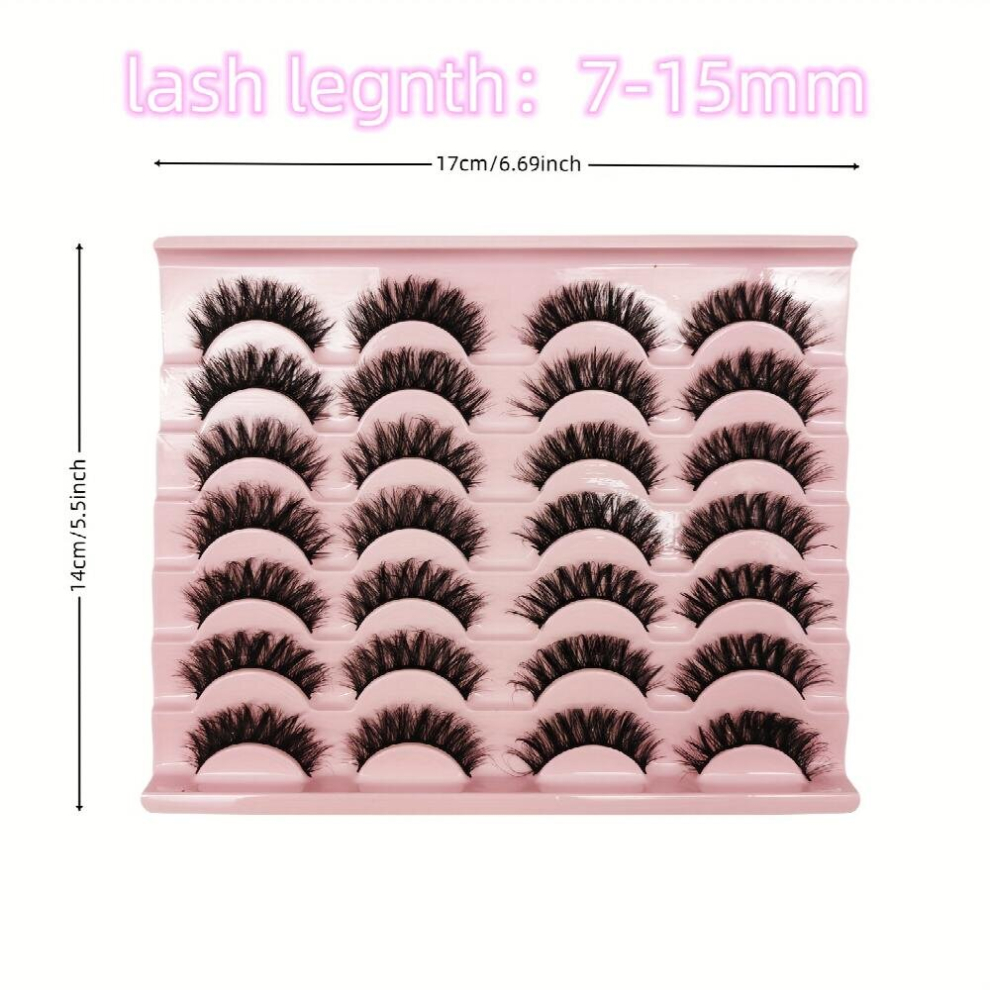 14 Pairs Fluffy False Eyelashes Curling Faux Mink False Eyelashes Natural And Dramatic Makeup Daily Wear False Eyelashes