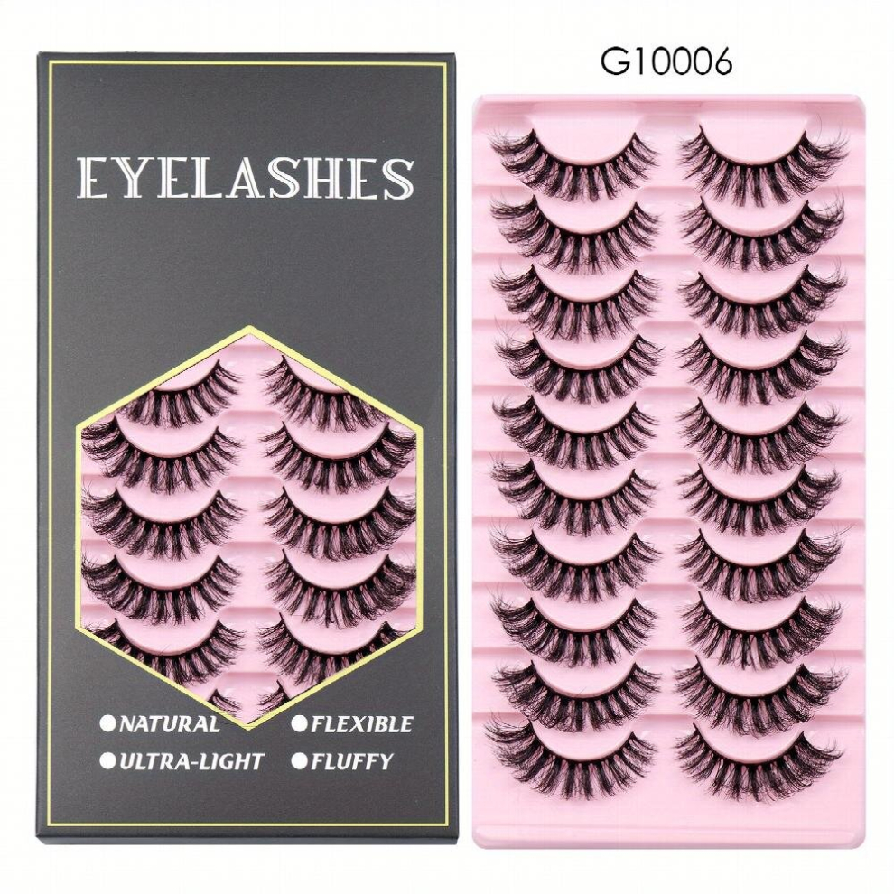 Multicoloured Faux Mink False Eyelashes Fluffy Thick Curling Lashes Natural Messy Lashes 10 Pairs