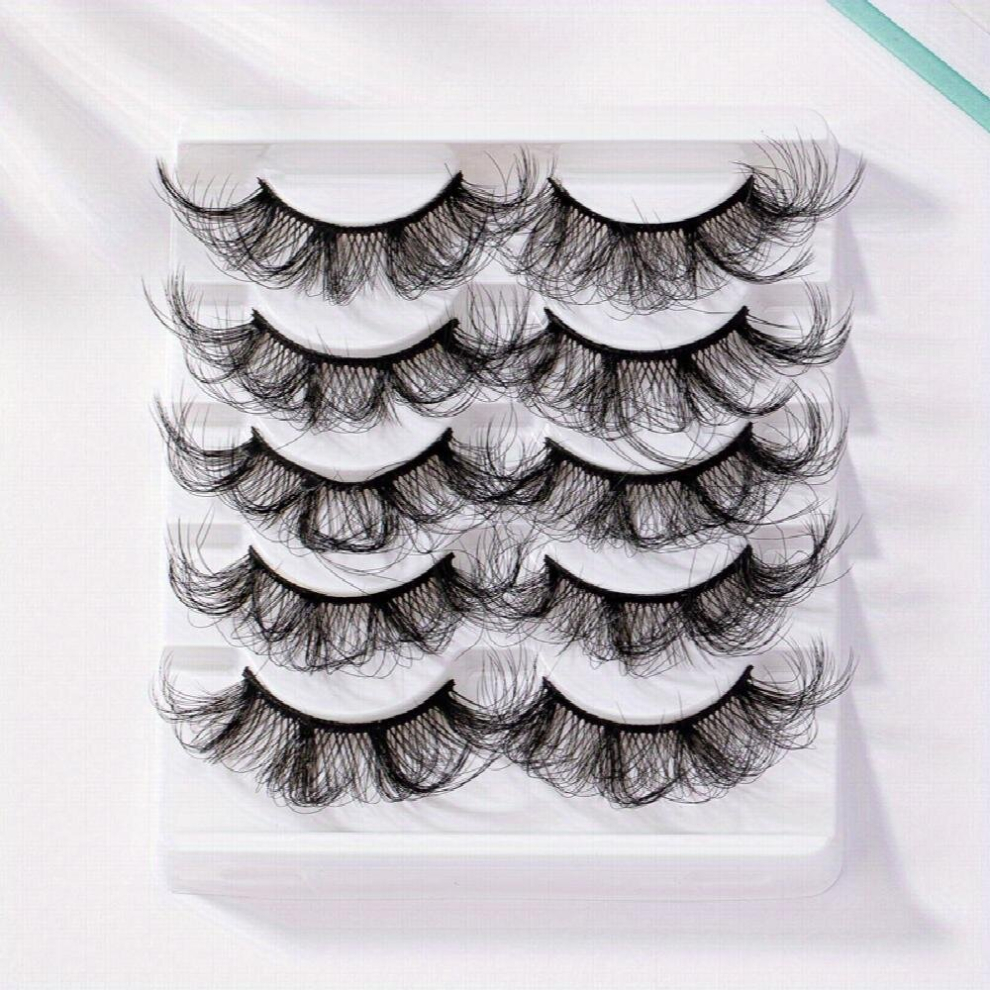 5 Pairs 8D Fluffy Wispy Curly 20mm False Eyelashes Fishtail Style Messy Makeup Lashes Extension For Daily Party Use