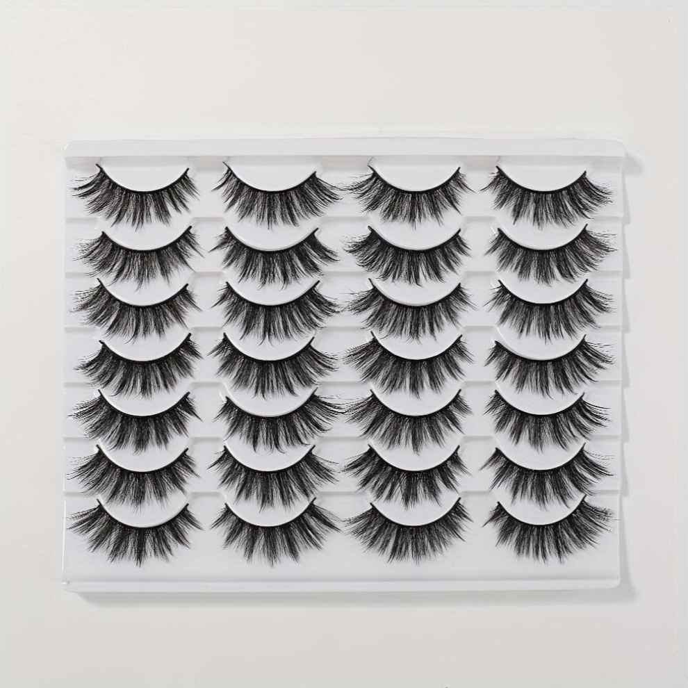 14 pairs Fluffy False Eyelashes Natural Look Faux Mink Lashes for Cat Eye Look