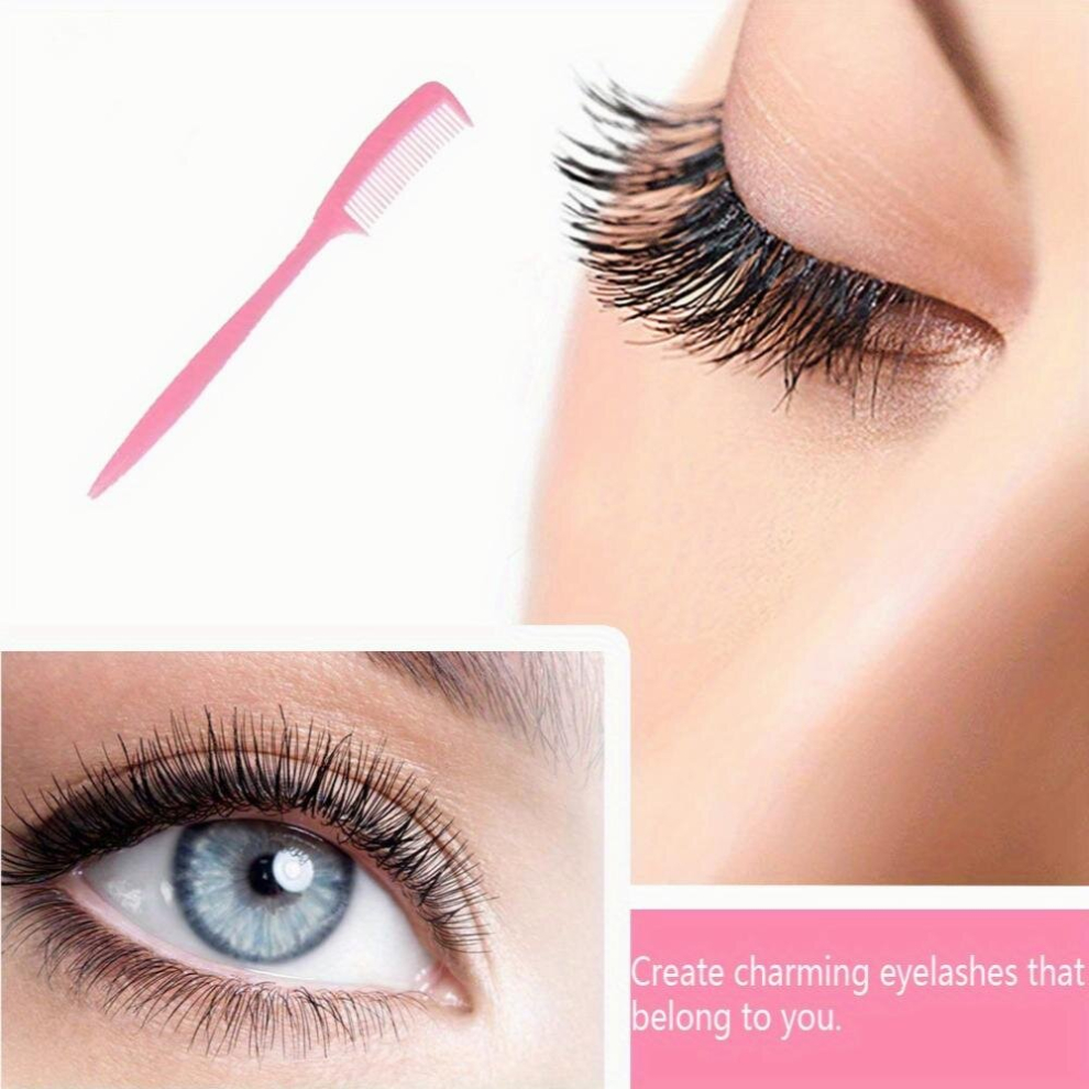 Pink Eyelash Comb Eyebrow Brush Eyelash Separator Mascara Applicator Grooming Brushes Reusable Mascara Wands Lash Separator Tool Eyelash Definer Eye Makeup
