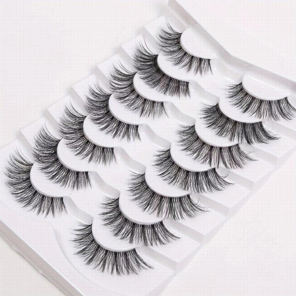 7 Pairs False Eyelashes Thick Three Dimensional Curling Lashes Fluffy Volume D Curling Lashes
