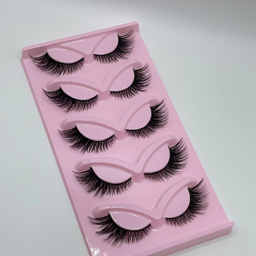 Multicoloured 5 Pairs False Eyelashes Cat Eye Lashes Eye End Lengthening Fluffy Lashes Natural Faux Mink False Eyelashes
