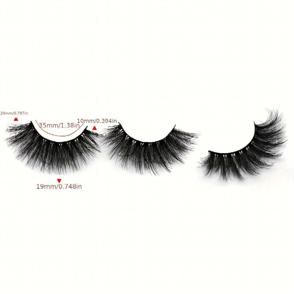 Multicoloured 7 Pairs Full Strip Eyelashes Thick Curling 19Mm Fluffy Cluster Like Wispy False Eyelashes Daily Slender Lashes Makeup
