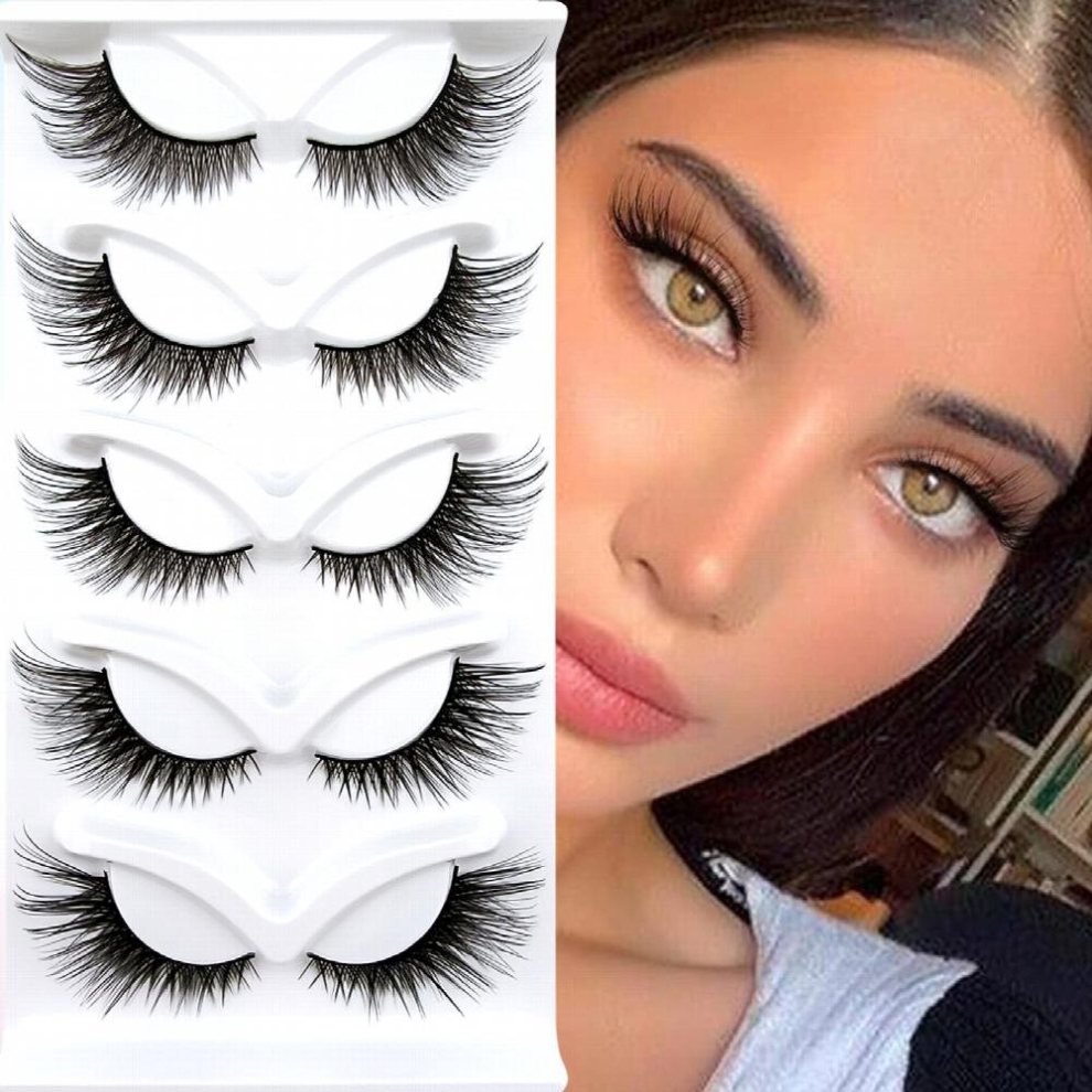 Multicoloured 5 Pairs Cat Eye Lashes Eye End Lengthening Angel Wings Fluffy Sexy Lashes Faux Mink False Eyelashes