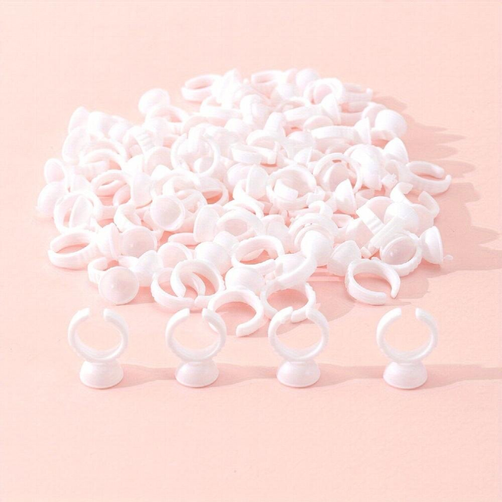 Multicoloured 100Pcs Lash Glue Ring Glue Cup For Lash Extension Supplies Lash Glue Holder Eyelash Extensions Supplies Lashing Supplies Kit
