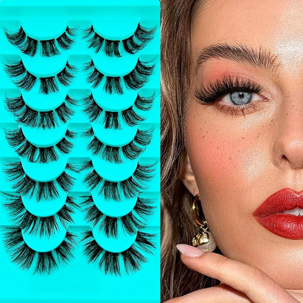 7 Pairs Segmented False Eyelashes Clusters Fluffy Thick Curling Sexy Cat Eye All match Faux Mink False Eyelashes