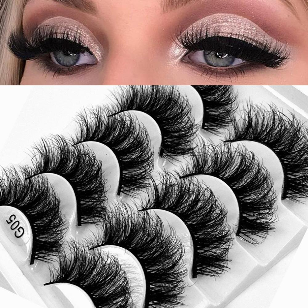 5Pairs Lashes Mink Fluffy Eyelashes Long Lasting Wispy Natural Lashes Dramatic Volume Lashes Extension Thick Long