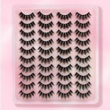 20 pairs Fluffy French Faux Mink Eyelashes Natural Look Extension Makeup Tool