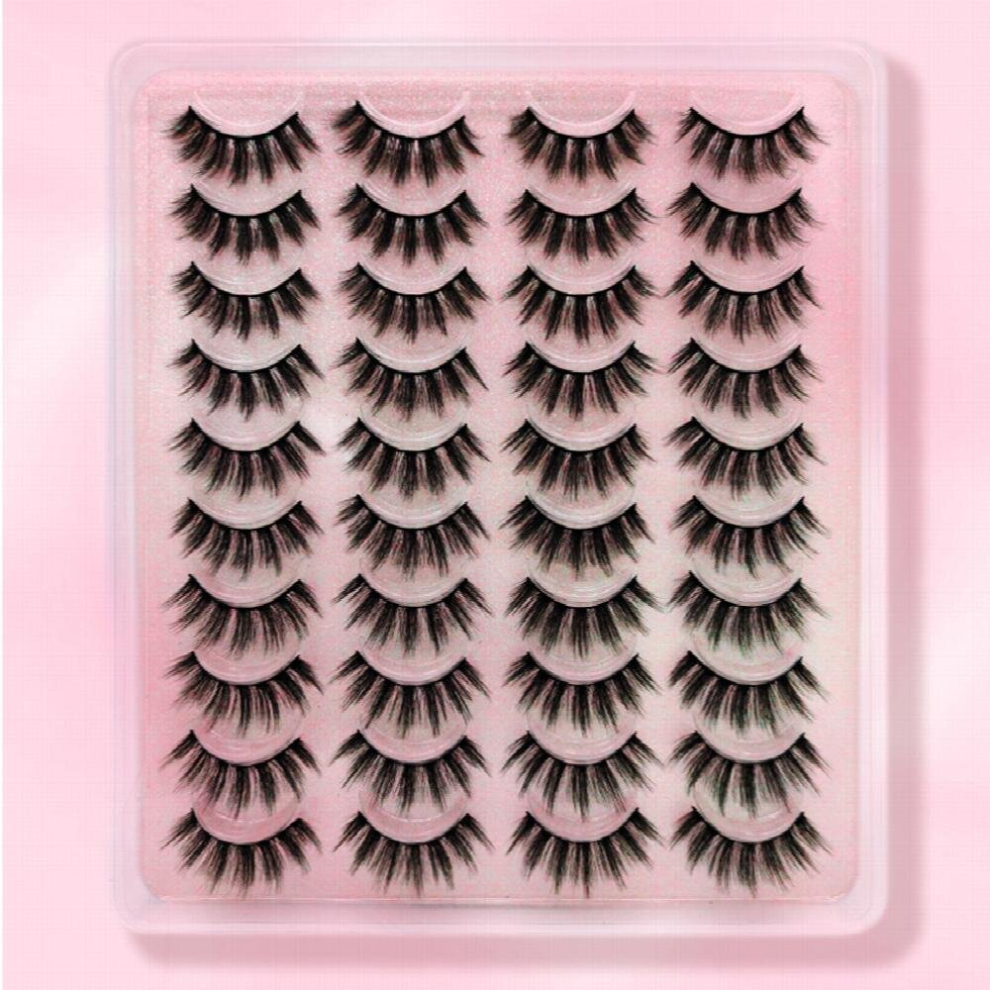 20 pairs Fluffy French Faux Mink Eyelashes Natural Look Extension Makeup Tool