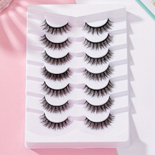 7 Pairs False Eyelashes C Curling Doll Style Manga Lashes Natural Look Slender Lashes