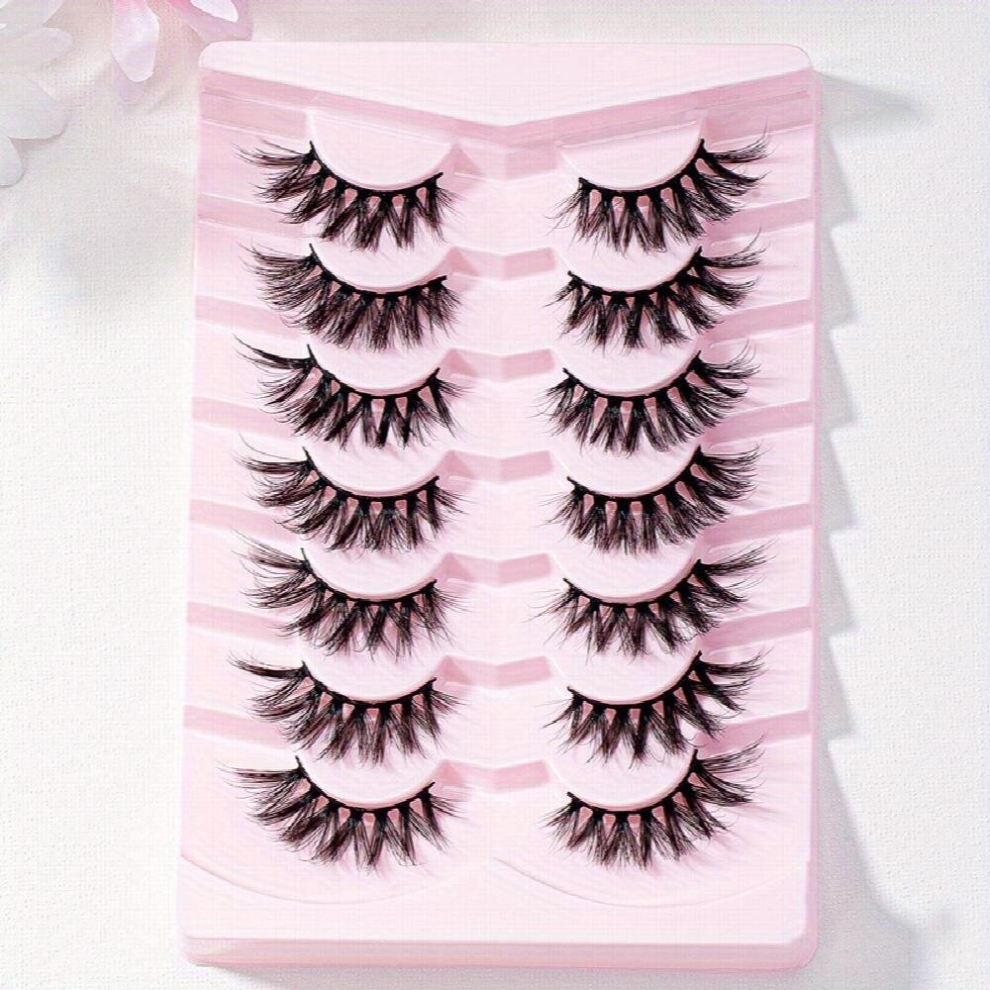 7 Pairs 5D Fishtail Cross Style False Eyelashes Fluffy Wispy Makeup Lashes Extension 15mm
