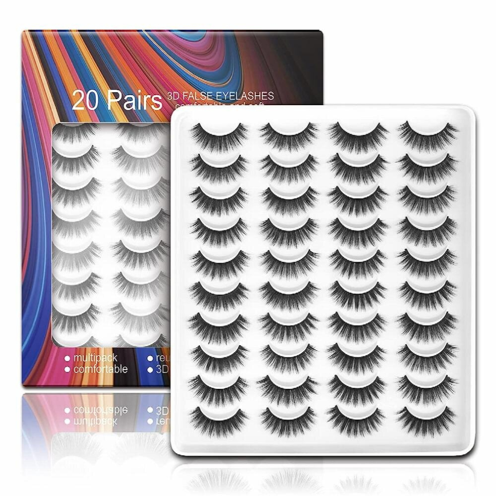 20 Pairs Full Strip Lashes Manga Eyelashes Faux Mink Lashes Cat Eye Dramatic Curling False Eyelashes