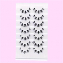 7 Pairs False Eyelashes Fluffy Cat Eye Faux Mink Lashes Curling Thick False Eyelashes Slender Natural Look Full Strip Lashes