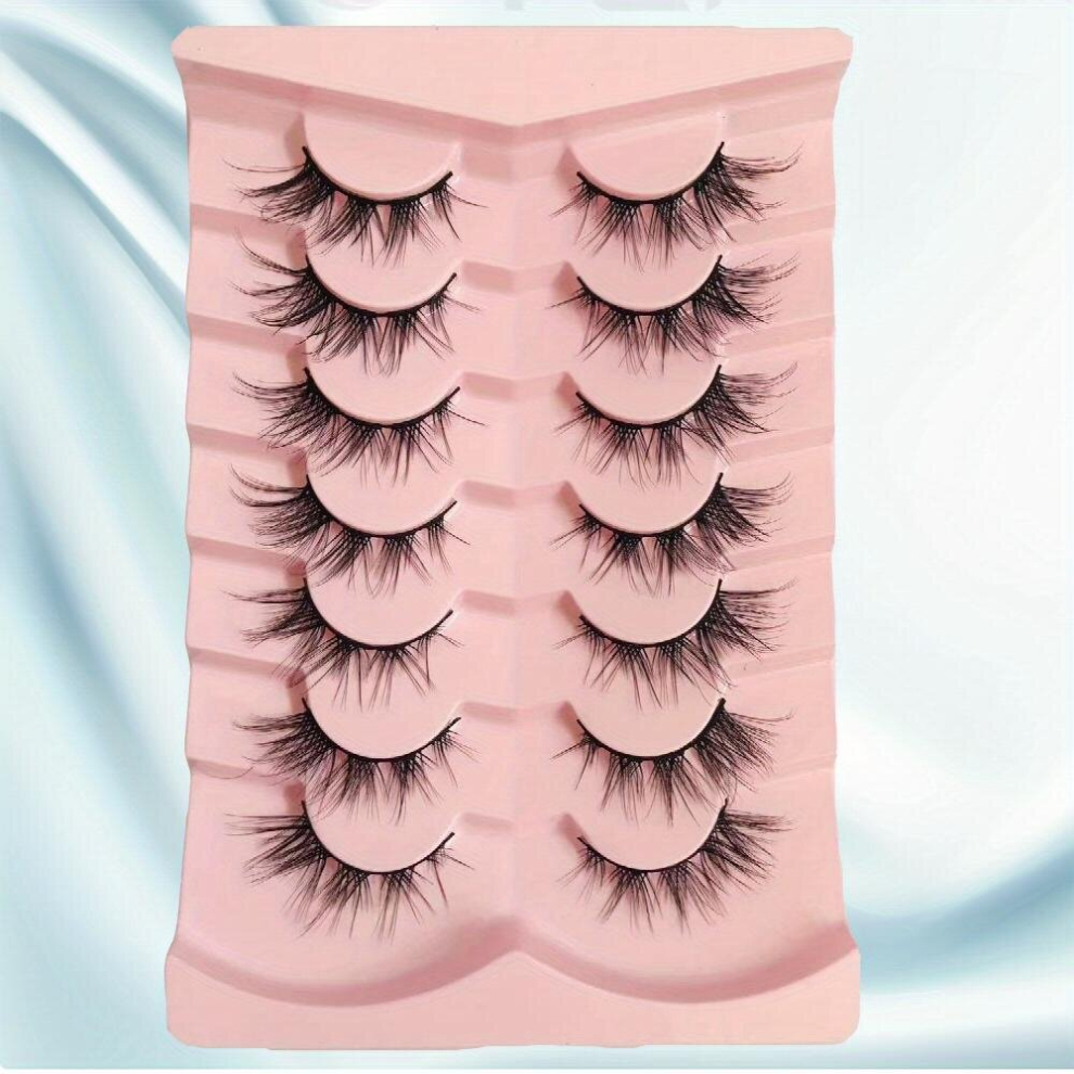 7 Pairs False Eyelashes Comic Manga Natural Little Devil Lashes 3D Fluffy Faux Mink Hair Lashes