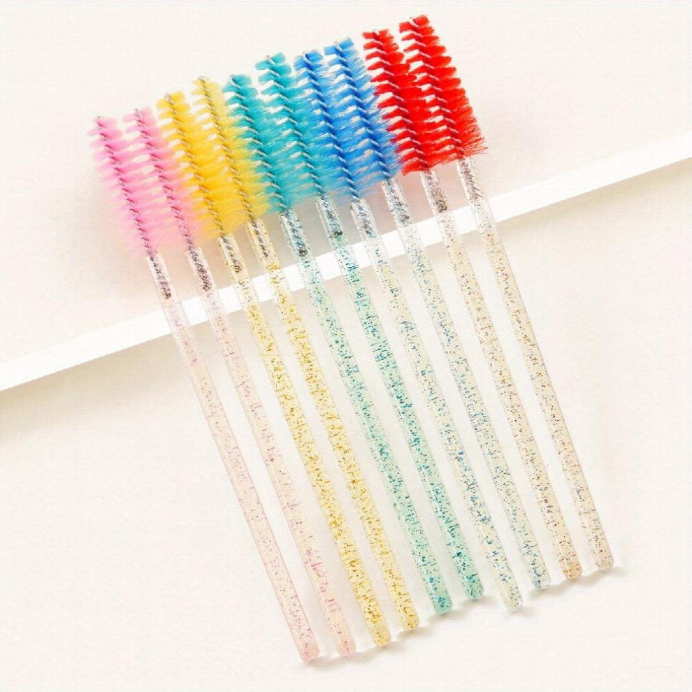Multicoloured 10Pcs Mascara Brushes Wands Crystal Eyelash Brush Spoolie Brushes For Eyelash Extensions And Mascara Use