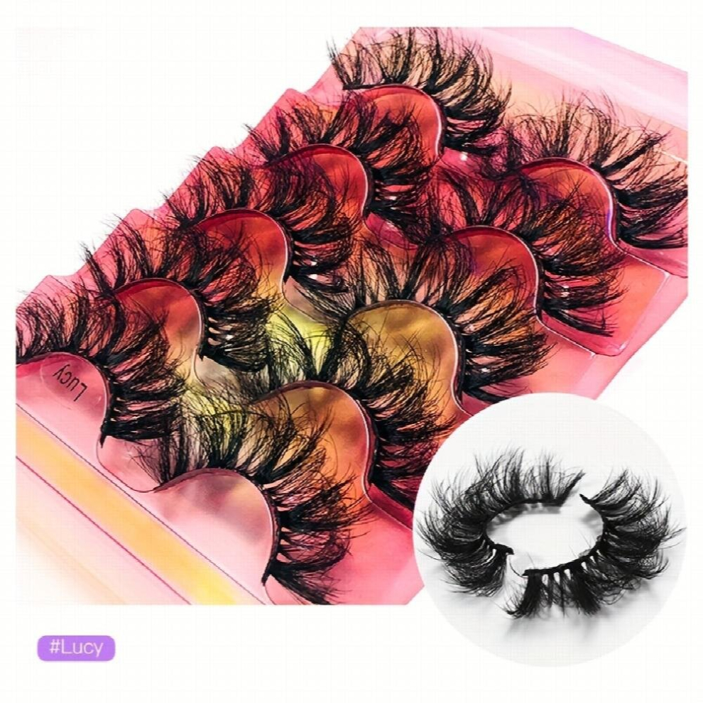 Multicoloured 5 Pairs Messy Fluffy Faux Mink Lashes Layer Thick 3D False Eyelashes Makeup Lashes Extension For Stage Party Makeup